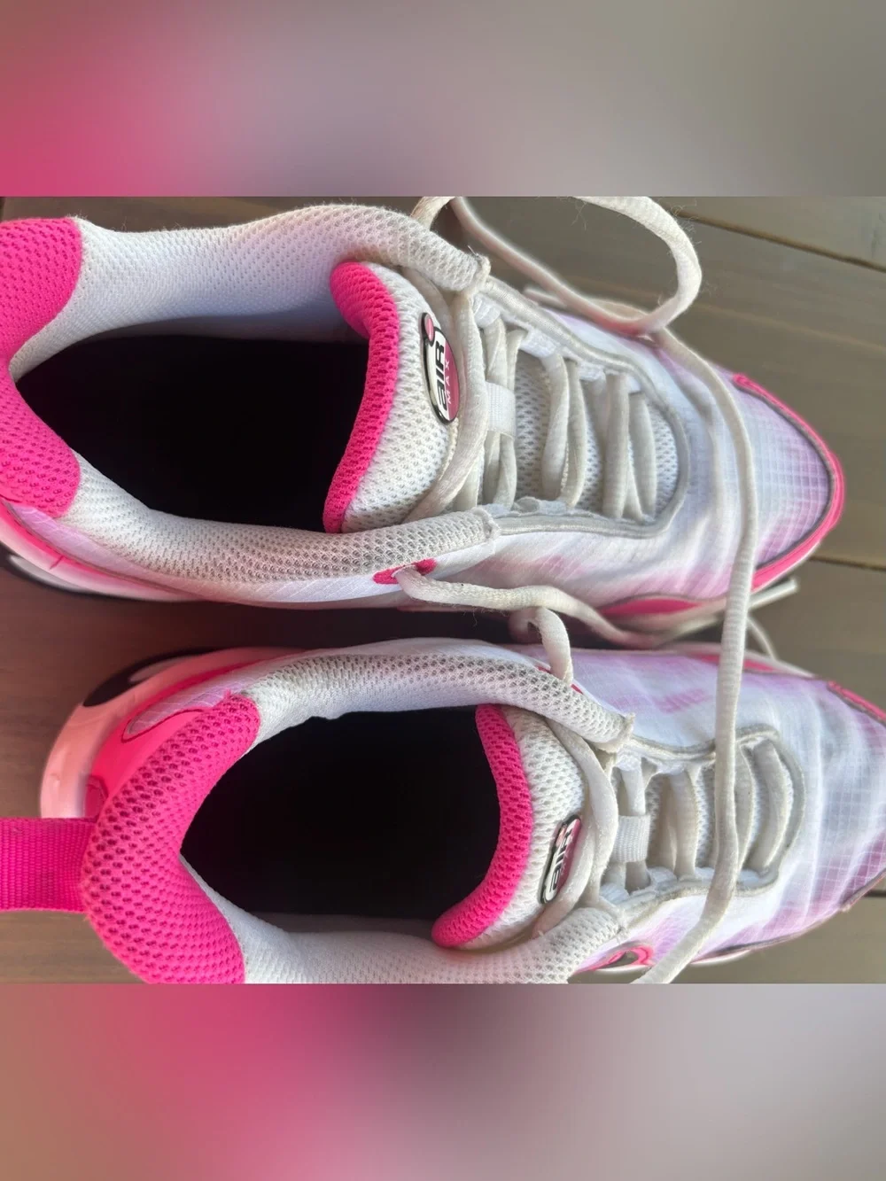 Nike White and Hot Pink Air Max Sneakers